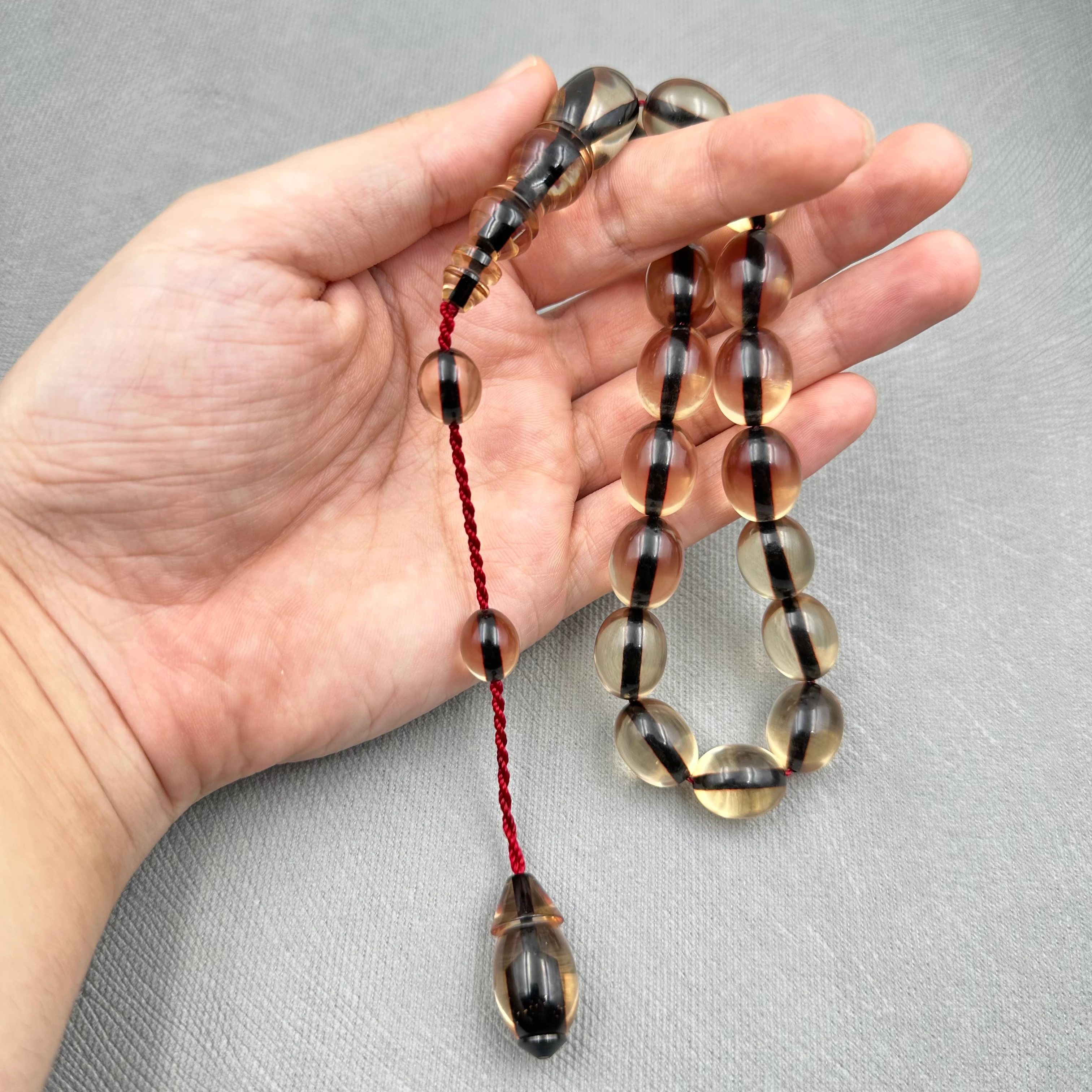 Enes ABDO Usta İşçilikli Şeffaf Efe Sıkma Kehribar Maskot Tespih